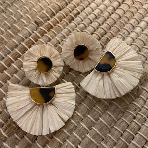 Frayed Dangle Earrings w/ Brown Marble Studs